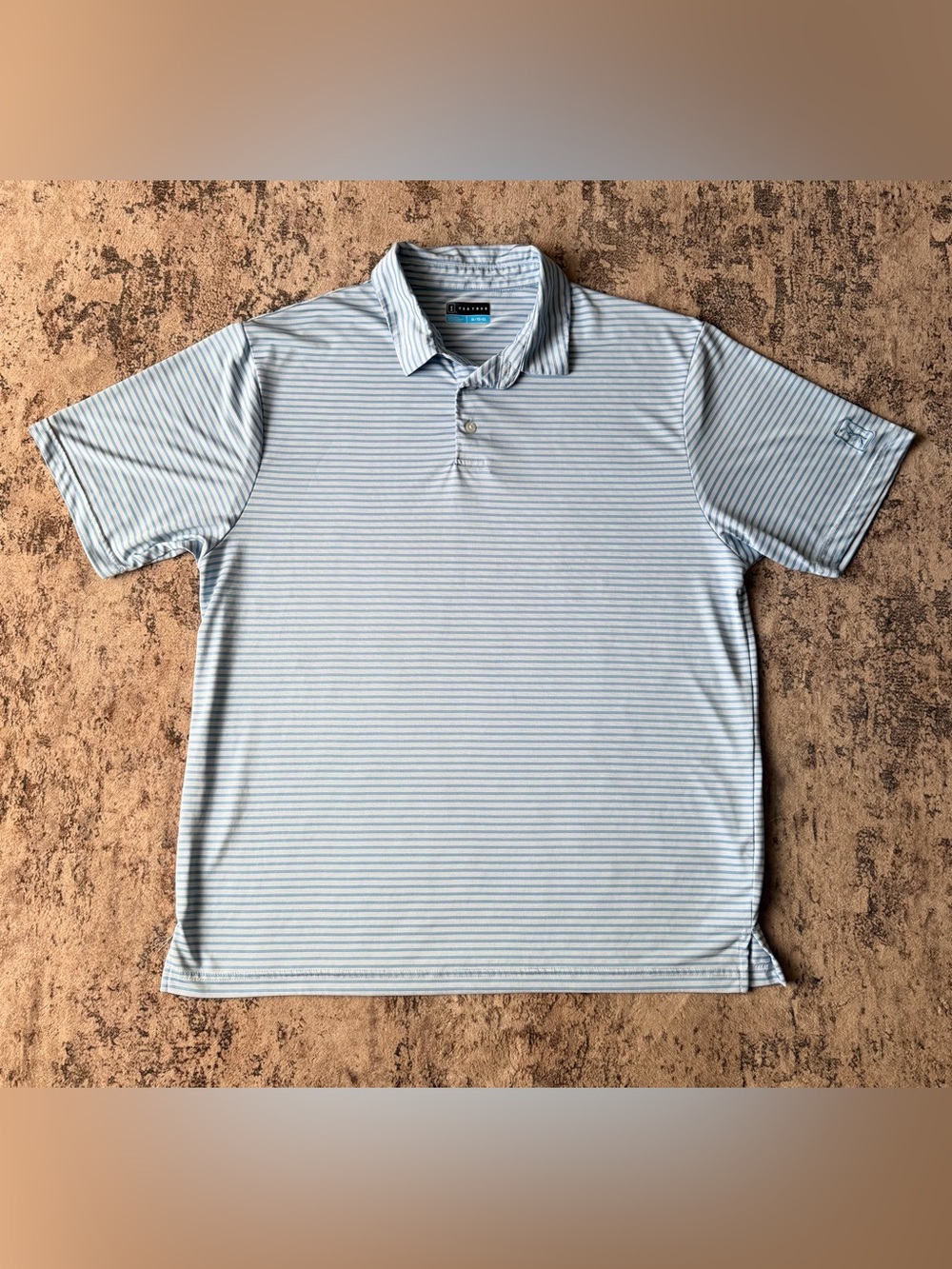 PGA Tour Light Blue and White Striped Polo